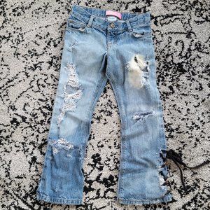 ♻️ Distressed Destroyed Denim Jeans Kids 5 5T Upcycle Recycle